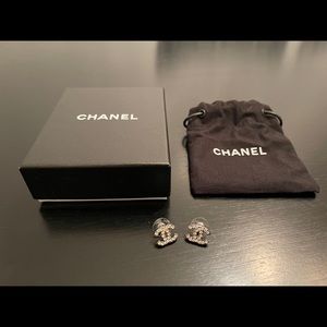 Chanel Logo Silver Earrings